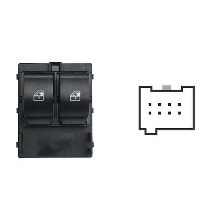 BLOCCO COMANDI ALZACRISTALLI ANTERIORE PORTA ANTERIORE SINISTRA 8 PIN 2 INTERRUTTORI CITROEN NEMO 0108, FIAT DOBLO 0109  0115, 