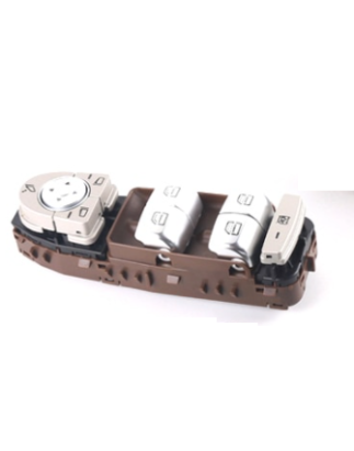 BLOCCO COMANDI ALZACRISTALLIRETROVISORI PORTA ANTERIORE SINISTRA 3 PIN 4 INTERRUTTORI BASE MARRONE LUCE ROSSA BLOCCO FINESTRINI