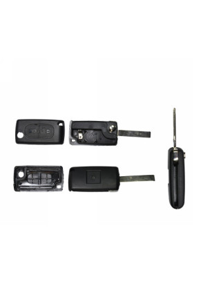 GUSCIO CHIAVE NERO 2 TASTI: CON ALLOGGIO BATTERIA ESAGONALE TASTO APERTURA TASTO CHIUSURA LAMA HU83 CITROEN C2 0108  0110, CITR
