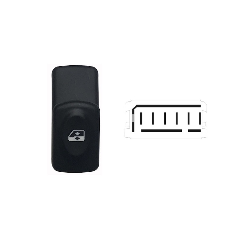 INTERRUTTORE ALZACRISTALLI DESTROSINISTRO PORTA ANTERIORE SINISTRA 6 PIN RENAULT CLIO II BBCB 19982001      , RENAULT KANGOO KC