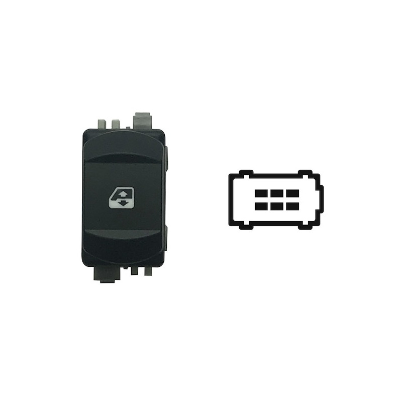 INTERRUTTORE ALZACRISTALLI PORTA ANTERIORE DESTRA 6 PIN 1 INTERRUTTORE CON CONNETTORE GRIGIOBIANCO COMFORT RENAULT LAGUNA KG0KG