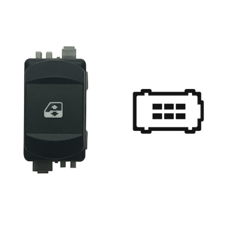 INTERRUTTORE ALZACRISTALLI PORTA ANTERIORE DESTRA 6 PIN 1 INTERRUTTORE CON CONNETTORE GRIGIOBIANCO COMFORT RENAULT LAGUNA KG0KG