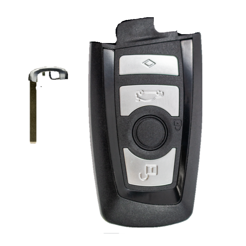 GUSCIO CHIAVE NERA CON TASTI E CONTORNO LAMA ARGENTO TASTO APERTURA TASTO CHIUSURA TASTO PORTELLONE LAMA BMW SERIES 5 E60E61 20