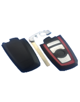 GUSCIO CHIAVE NERO CON BORDO ROSSO E LAMA CROMATA 4 TASTI: TASTO APERTURA TASTO CHIUSURA TASTO PORTELLONE BMW SERIES 5 E60E61 2