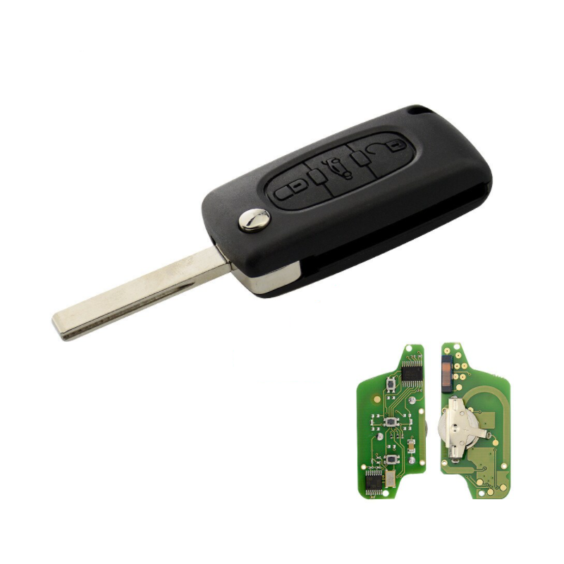 GUSCIO CHIAVE COMPLETO CON CHIP ID46 CE0523 TIPO FREQUENZA: 433MHZ TASTO APERTURA TASTO CHIUSURA TASTO PORTELLONE PEUGEOT 407 6