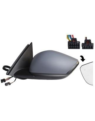 RETROVISORE ELETTRICO DESTRO 10+4 PIN CON PRIMER TERMICO RICHIUDIBILE ELETTRICAMENTE CON FANALINO INTEGRATO CON LUCE DI CORTESI