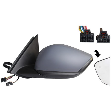 RETROVISORE ELETTRICO DESTRO 10+4 PIN CON PRIMER TERMICO RICHIUDIBILE ELETTRICAMENTE CON FANALINO INTEGRATO CON LUCE DI CORTESI