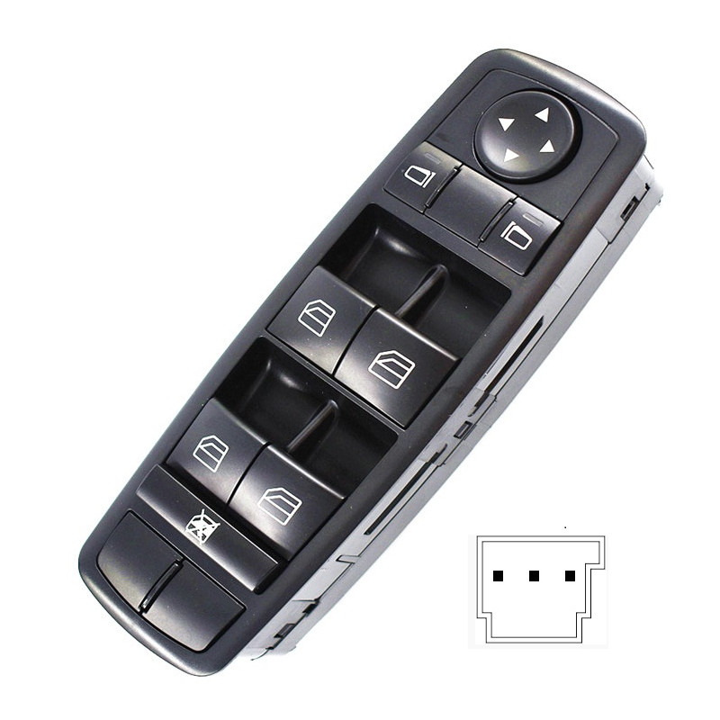 PULSANTIERA ALZACRISTALLI PORTA ANTERIORE SINISTRA 3 PIN 4 INTERRUTTORI NERO COMANDI RETROVISORI MERCEDES-BENZ GL X164 20062012