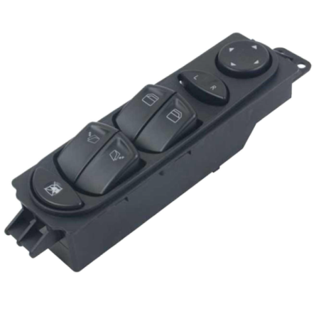PULSANTIERA ALZACRISTALLI PORTA ANTERIORE SINISTRA 10 PIN 4 INTERRUTTORI NERO CON MOSTRINA COMANDI RETROVISORI BLOCCO FINESTRIN