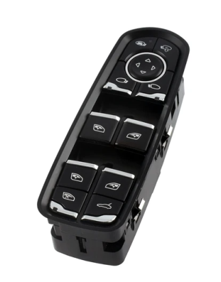 PULSANTIERA ALZACRISTALLI PORTA ANTERIORE SINISTRA 16 PIN 4 INTERRUTTORI CON CROMATURA APERTURA BAULE BLOCCO FINESTRINI PORSCHE