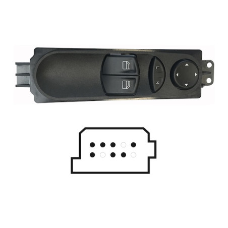 PULSANTIERA ALZACRISTALLI PORTA ANTERIORE SINISTRA 7 PIN 2 INTERRUTTORI COMANDI RETROVISORI MERCEDES-BENZ VITO & VIANO W639 200