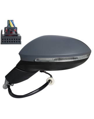 RETROVISORE ELETTRICO SINISTRO 11 PIN CON PRIMER TERMICO ASFERICO CON FANALINO INTEGRATO CON LUCE DI CORTESIA CON MEMORIA VOLKS
