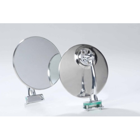 RETROVISORE CROMATO TONDO CON ATTACCO A MORSETTO FIAT 500 F  L  R 19651975