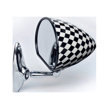 RETROVISORE SCACCHI BIANCO E NERO CON FISSAGGIO A VITE CON FINITURA OPACA FIAT 500 F  L  R 19651975