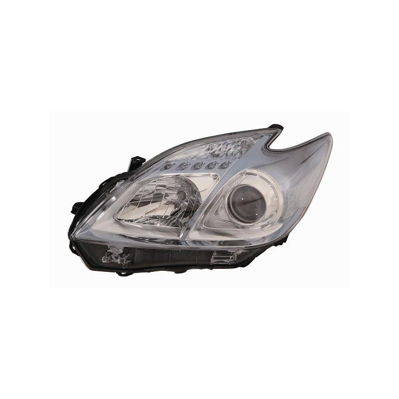 PROIETTORE DESTRO CON PARABOLA CROMATA CON CORNICE INFERIORE AZZURRA TOYOTA PRIUS W3 20092012