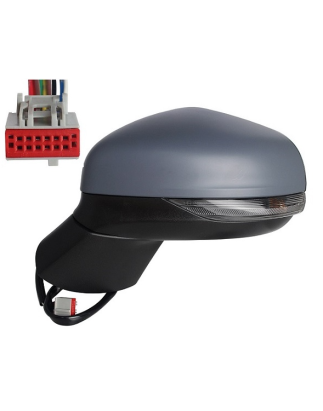RETROVISORE ELETTRICO DESTRO 12 PIN CON PRIMER TERMICO RICHIUDIBILE ELETTRICAMENTE CON FANALINO INTEGRATO CON LUCE DI CORTESIA 