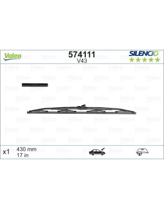 SPAZZOLA TERGI SILENCIO STANDARD ANTERIORE SINISTRA SINGOLA 430mm CODICE BREVE: V43