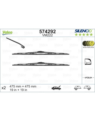 SPAZZOLA TERGI SILENCIO PERFORMANCE ANTERIORE DESTRASINISTRA COPPIA 475mm + 475mm CODICE BREVE: VM222