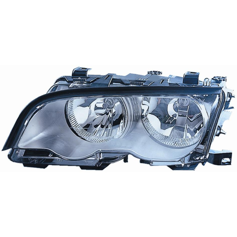 PROIETTORE DESTRO H7-H7 CON PARABOLA ARGENTO CON MOTORE CON CORNICE SILVER BMW SERIES 3 COUPECABRIO E46 19992003       VERS 2001