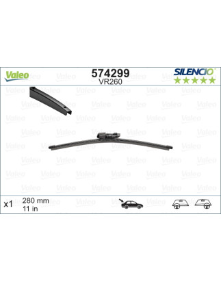 SPAZZOLA TERGI SILENCIO FLAT BLADE POSTERIORE DESTRASINISTRA SINGOLA 280mm CODICE BREVE: VR260