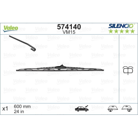 SPAZZOLA TERGI SILENCIO PERFORMANCE ANTERIORE DESTRASINISTRA SINGOLA 600mm CODICE BREVE: VM15