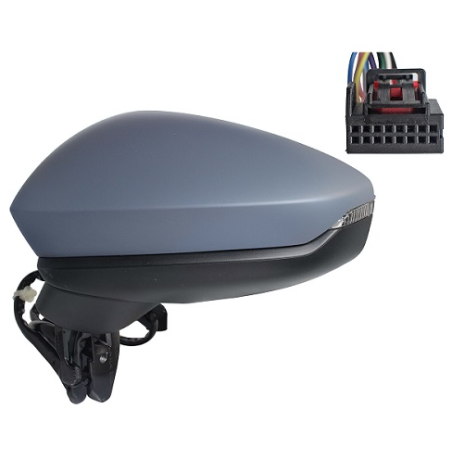 RETROVISORE ELETTRICO DESTRO 14 PIN CON PRIMER TERMICO RICHIUDIBILE ELETTRICAMENTE CON FANALINO INTEGRATO LED CON MEMORIA AUDI 