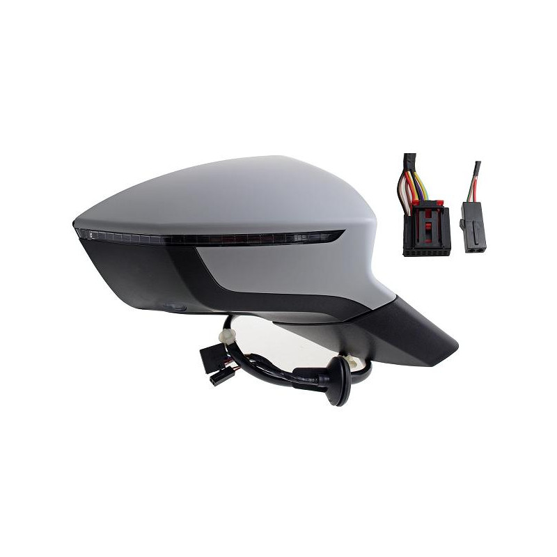 RETROVISORE ELETTRICO DESTRO 9+2 PIN CON PRIMER TERMICO VETRO CONVESSO RICHIUDIBILE ELETTRICAMENTE CON FANALINO INTEGRATO CON L