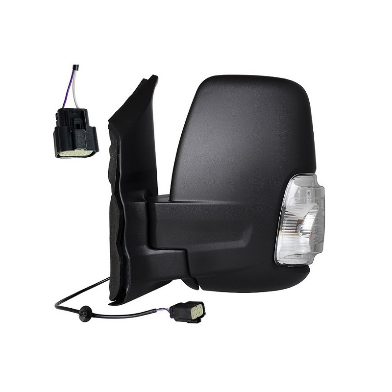 RETROVISORE MANUALE SINISTRO BRACCIO CORTO NERO 2 PIN 5W VERSIONE 012020 VETRO CONVESSO CON FANALINO INTEGRATO FORD TRANSIT F3F