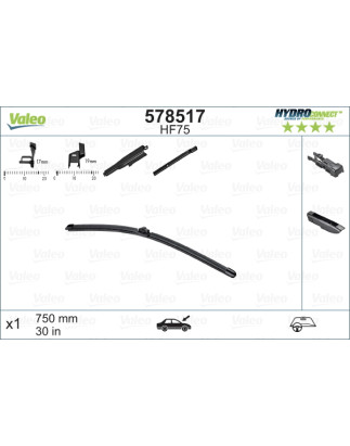 SPAZZOLA TERGI HYDROCONNECT UNI-CLICK ANTERIORE SINGOLA 750mm CODICE BREVE: HF75