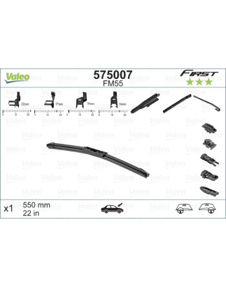 SPAZZOLA TERGI FIRST FLAT BLADE ANTERIORE DESTRASINISTRA SINGOLA 550mm CODICE BREVE: FM55