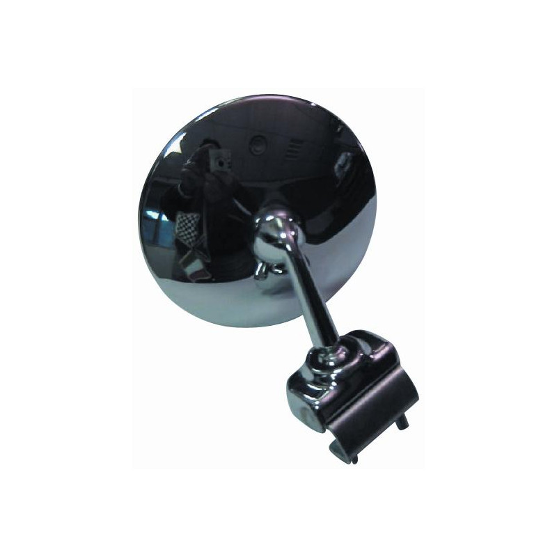 RETROVISORE CROMATO TONDO CON ATTACCO A MORSETTO FIAT 500 F  L  R 19651975