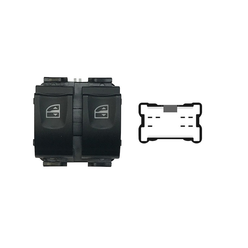 BLOCCO COMANDI ALZACRISTALLI ANTERIORE PORTA ANTERIORE SINISTRA 7 PIN 2 INTERRUTTORI CON CONNETTORE BIANCO CON COMFORT SINISTRO