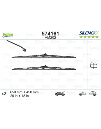 SPAZZOLA TERGI SILENCIO PERFORMANCE ANTERIORE DESTRASINISTRA COPPIA 650mm + 450mm CODICE BREVE: VM202