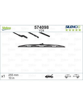 SPAZZOLA TERGI SILENCIO STANDARD ANTERIORE DESTRASINISTRA SINGOLA 255mm CODICE BREVE: V24