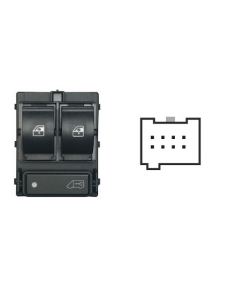 BLOCCO COMANDI ALZACRISTALLI ANTERIORE PORTA ANTERIORE SINISTRA 8 PIN 2 INTERRUTTORI GRIGIO CON RETROVISORI ELETTRICI NON RIBAL