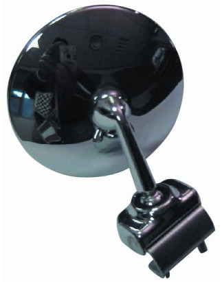 RETROVISORE CROMATO TONDO CON ATTACCO A MORSETTO FIAT 500 F  L  R 19651975