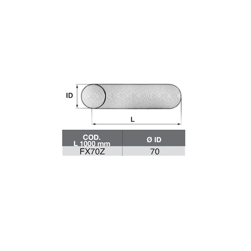TUBO FLEX ZINCATO A METRAGGIO MM1000 DI 70