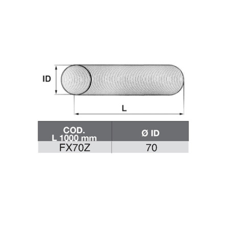 TUBO FLEX ZINCATO A METRAGGIO MM1000 DI 70