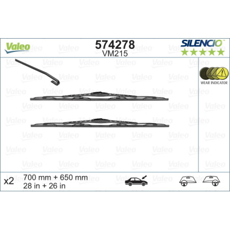 SPAZZOLA TERGI SILENCIO PERFORMANCE ANTERIORE DESTRASINISTRA COPPIA 700mm + 650mm CODICE BREVE: VM215