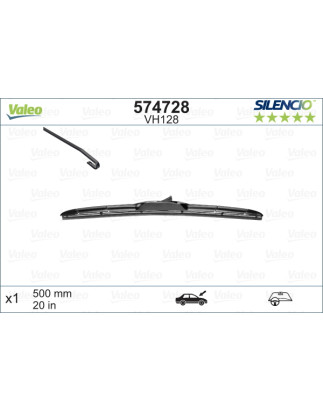 SPAZZOLA TERGI SILENCIO IBRIDA ANTERIORE SINISTRA SINGOLA 500mm CODICE BREVE: VH128