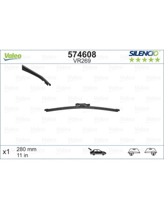 SPAZZOLA TERGI SILENCIO FLAT BLADE POSTERIORE DESTRASINISTRA SINGOLA 280mm CODICE BREVE: VR269