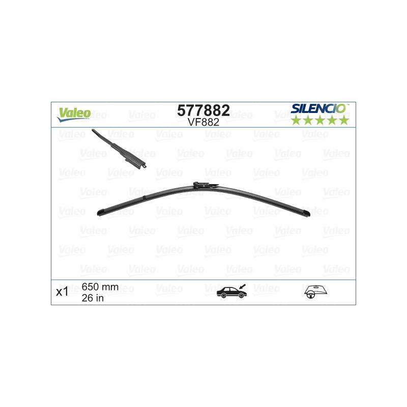 SPAZZOLA TERGI SILENCIO FLAT BLADE ANTERIORE SINISTRA SINGOLA 650mm CODICE BREVE: VF882