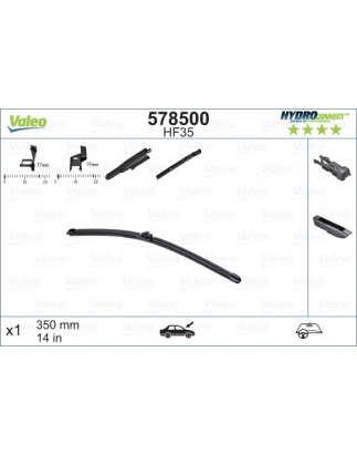 SPAZZOLA TERGI HYDROCONNECT UNI-CLICK ANTERIORE SINGOLA 350mm CODICE BREVE: HF35