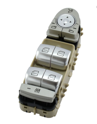 BLOCCO COMANDI ALZACRISTALLIRETROVISORI PORTA ANTERIORE SINISTRA 3 PIN 4 INTERRUTTORI BASE BEIGE LUCE BIANCA CON RETROVISORI RI