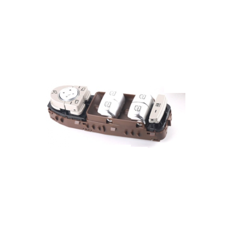 BLOCCO COMANDI PORTA ANTERIORE SINISTRA 3 PIN 4 INTERRUTTORI BASE MARRONE LUCE BIANCA CON RETROVISORI RIBALTABILI ELETTRICAMENT