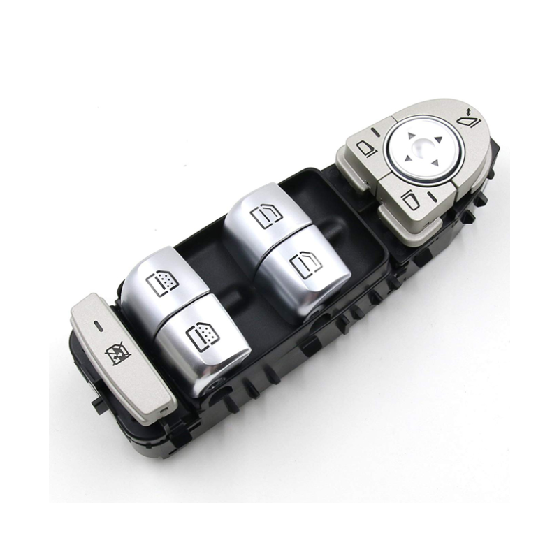 BLOCCO COMANDI ALZACRISTALLIRETROVISORI PORTA ANTERIORE SINISTRA 3 PIN 4 INTERRUTTORI BASE NERALUCE BIANCA CON RETROVISORI RIBA