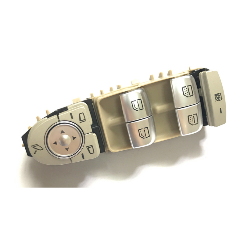 BLOCCO COMANDI ALZACRISTALLIRETROVISORI PORTA ANTERIORE SINISTRA 3 PIN 4 INTERRUTTORI BASE BEIGELUCE BIANCA CON RETROVISORI RIB