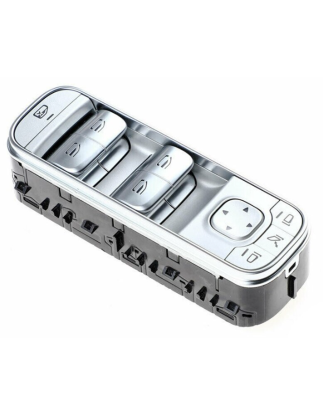 BLOCCO COMANDI ALZACRISTALLIRETROVISORI PORTA ANTERIORE SINISTRA 3 PIN 4 INTERRUTTORI ARGENTO BLOCCO FINESTRINI COMANDI RETROVI