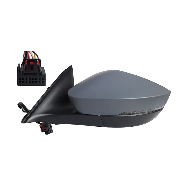 RETROVISORE ELETTRICO DESTRO 8 PIN CON PRIMER TERMICO VETRO CONVESSO RICHIUDIBILE ELETTRICAMENTE CON FANALINO INTEGRATO LED SKO
