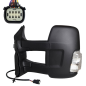 RETROVISORE ELETTRICO DESTRO BRACCIO LUNGO NERO 6 PIN TERMICO VETRO CONVESSO CON FANALINO INTEGRATO BIANCO 5W FORD TRANSIT F3FC